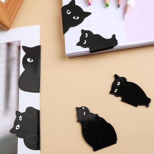 Lot De 6 Marque-Pages Magnétiques En Forme De Chat Noir Avec Motif Chat Mignon, Légers Et Faciles À Utiliser, Forte Tenue, Cadeau