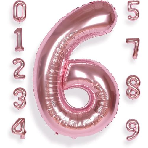 Rose Gold Rose Gold Rose Gold Ballon Géant Chiffre 6 Rose Gold: 40 Pouces 101 Cm Grand Ballon Anniversaire Rosegold Numero 6 Ans À Hélium Garçon