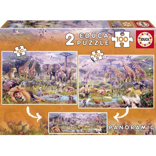 Puzzles Junior  2x100 Animaux Sauvages