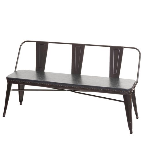 Banc À 3 Places, Hwc-H10, Pour Salle À Manger,Design Chesterfield, Industriel,Gastronomie,Similicuir Noir-Gris