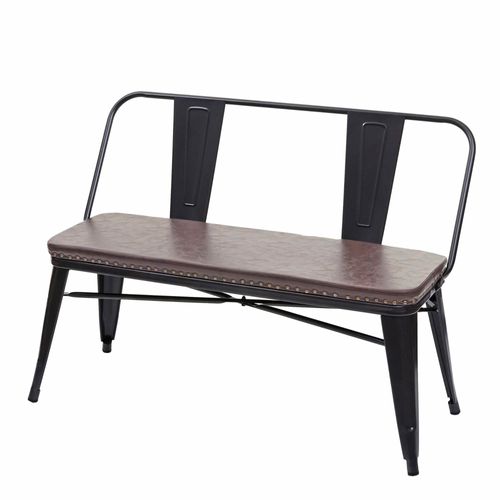 Banc À 2 Places, Hwc-H10, Pour Vestiaire, Salle À Manger, Design Industriel-Vintage, Similicuir   Noir-Marron