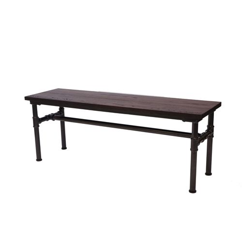 Banc Hwc-H10b, Salle À Manger, Bois D'orme, Design Industriel,120x35cm,Certifié Mvg  Noir-Marron