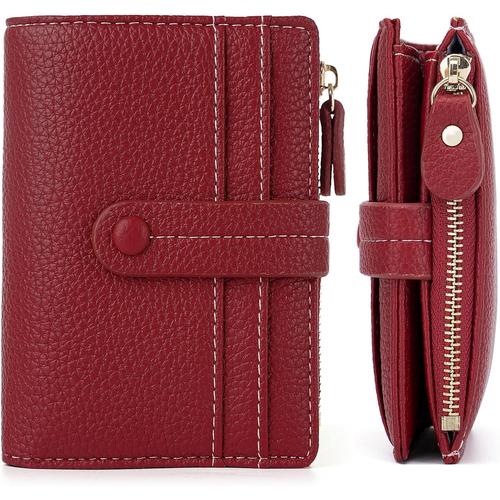 A06-rouge A06-rouge A06-rouge Portefeuille Femme Cuir Porte Monnaie Court Sac d'argent Femmes RFID Blocage Porte-Cartes Zippé Portefeuilles(A06-Rouge)