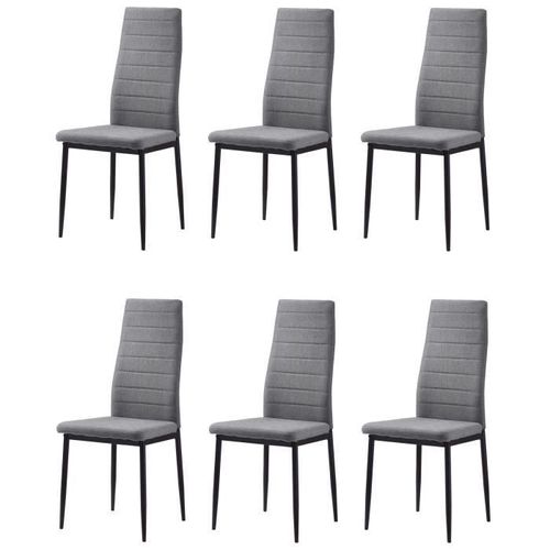 Laureate Lot De 6 Chaises De Salle A Manger En Métal Noir - Tissu Gris Chiné - Contemporain - L 44 X P 43 Cm