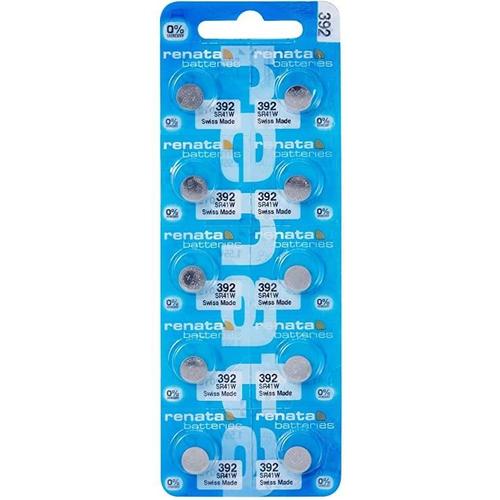 RENATA Lot de 10 Blisters de 1 Pile bouton oxyde argent X392 SR41W