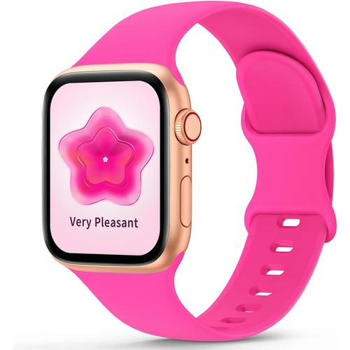 Hot Pink Silicone Bracelet Compatible Avec Bracelet Apple Watch 40mm 41mm 38mm 44mm Ultra 2 49mm 45mm 42mm Femme, Bracelets Soft