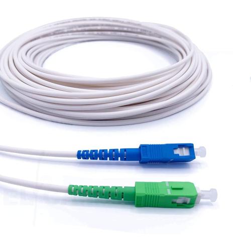 Elfcam -7M Câble à Fibre Optique SC/APC á SC/UPC Monomode Simplex, Compatible avec Freebox Free , Blanc 7M