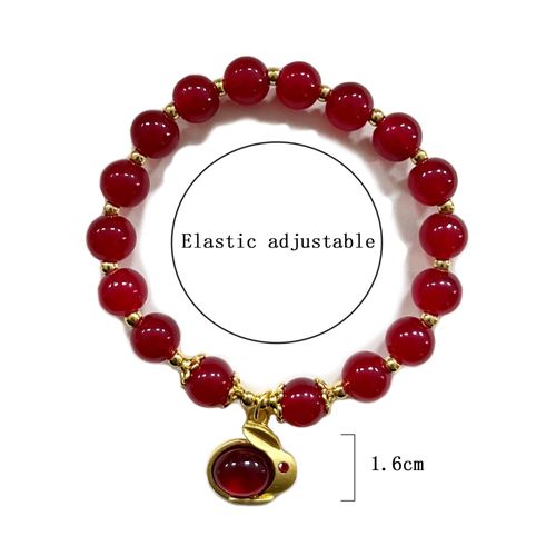 Bracelet Lapin Imitation Pierre Naturelle, Perle Porte-Bonheur Rouge Exquise, Pendentif Mignon Réglable, Bijoux À La Mode, Cadeaux, 2023