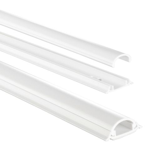 Passe câble en PVC, semi-circulaire, autocollant, 100/3,5/0,9 cm, blc