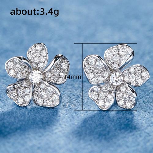 Boucles D'oreilles Rondes Plaquées Argent Pour Dames, Boucles D'oreilles Fleur Perle, Goujon En Cristal, Bijoux Fantaisie, Haute Qualité, Luxe, Fête D'anniversaire