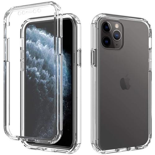 Coque 360 Degré Iphone 11 Pro 2 En 1 Avant Et Arrière Full Body Transparent Protection Cover Tpu Silicone Housse Protecteur D'écran Intégrale Absorption De Anti-Choc Cover