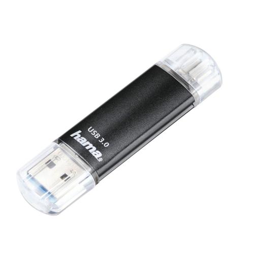 Clé USB "Laeta Twin", USB 3.0, 128 GB, 40 MB/s, noire, emballage fin