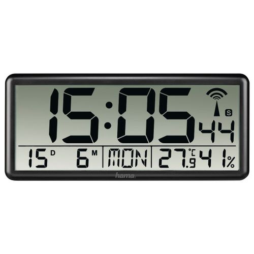 Horloge murale radiopilotée numérique "Jumbo", noire