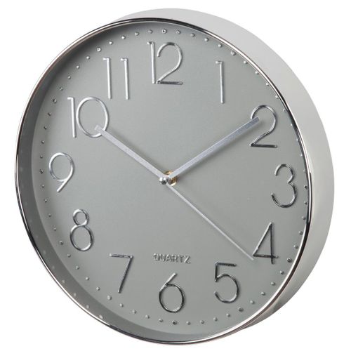 Horloge murale "Elegance", Ø 30 cm, silencieuse, argentée/grise