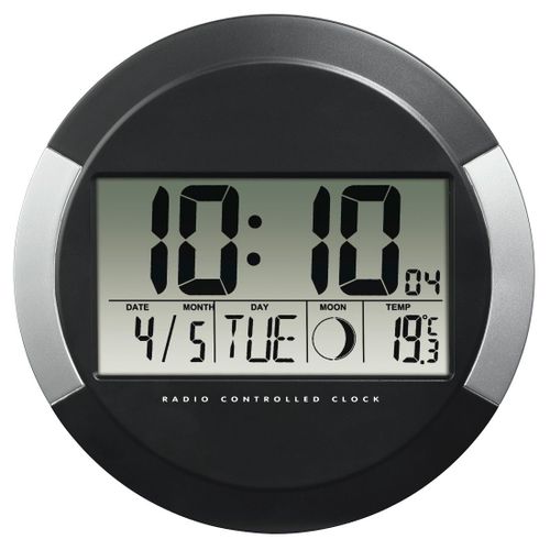 Horloge murale radio-pilotée DCF "PP-245", noire