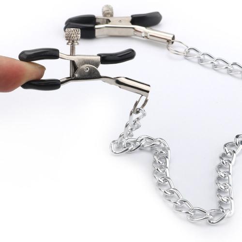 Pince À Mamelon Fantaisie En Métal Pour Hommes Et Femmes, 1 Paire De Jouets Sexuels De Flirt, Pince À Mamelon Avec Chaîne Pour Bondage Bdsm, Pince De Massage Des Seins, Produits Érotiques