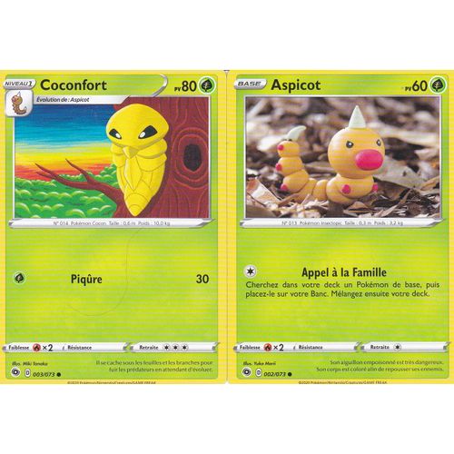 2 Cartes Pokemon - Coconfort - 3/73 + Aspicot - 2/73/ - Épée Et Bouclier 3,5 - La Voie Du Maitre -