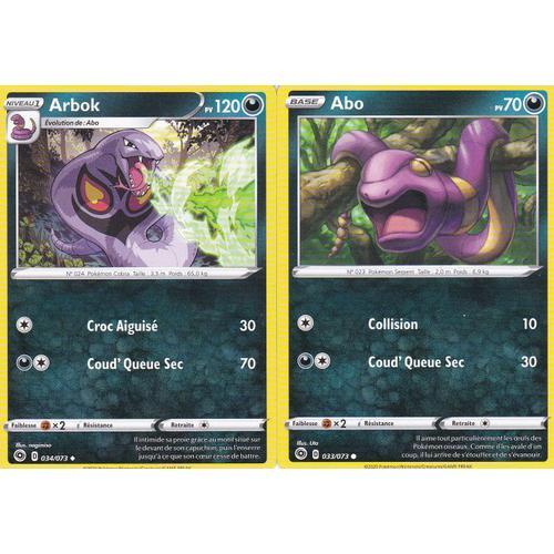 2 Cartes Pokemon - Arbok - 34/73 + Abo - 33/73 - Épée Et Bouclier 3,5 - La Voie Du Maitre