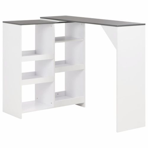 Vidaxl Table De Bar Avec Tablette Amovible Blanc 138x39x110 Cm