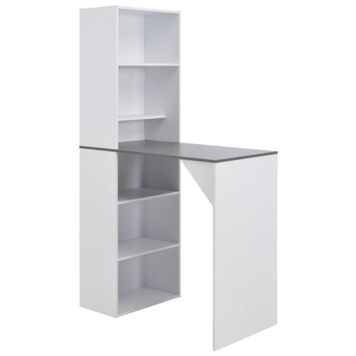 Vidaxl Table De Bar Avec Armoire Blanc 115x59x200 Cm