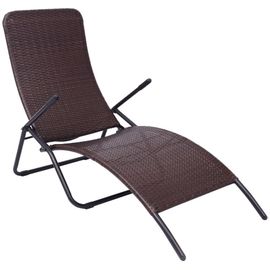 Vidaxl Chaise Longue Pliable Rotin Synthã©Tique Marron