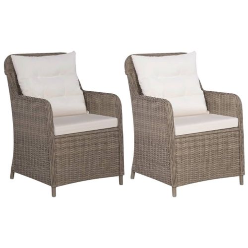 Vidaxl Chaises D'extã©Rieur Avec Coussins 2 Pcs Rã©Sine Tressã©E Marron