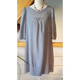 Robe Benetton Taille 36 Grise Soie Et Coton Doublée