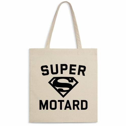 Tote bag "Super motard" - Confectionné en France - Sac en toile coton 100% bio - Cadeau Anniversaire Moto original rigolo
