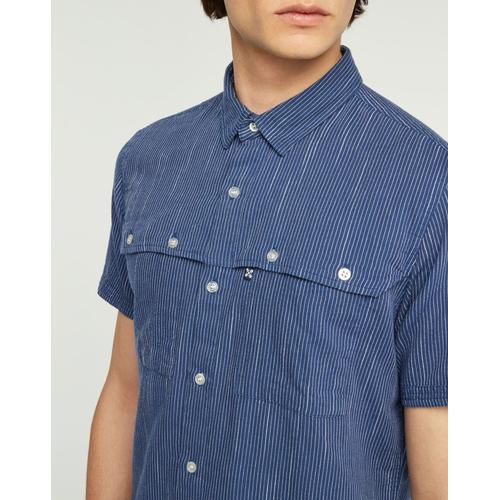 Chemise Slim Carayo Fines Rayures Bleu Foncé