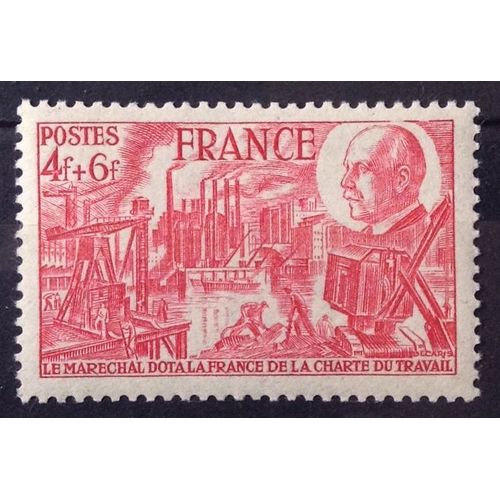 Charte Du Travail 4f+6f Rose (Impeccable N° 608) Neuf** Luxe (= Sans Trace De Charnière) - France Année 1944 - N29290