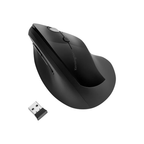 Kensington Pro Fit Ergo Vertical Wireless Mouse - Souris verticale - ergonomique - pour droitiers - 6 boutons - sans fil - 2.4 GHz - récepteur sans fil USB - noir