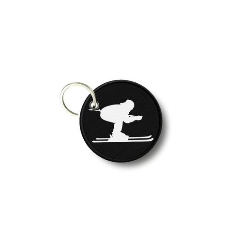 Porte Cles Clé Clefs Rond Imprime Double Face Skieur Ski