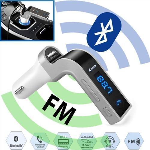 Mini Wireless FM Modulator voiture Kit HandsFree écran LCD Argent Radio MP3