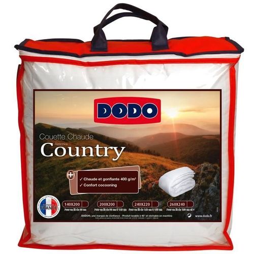 Dodo Couette Chaude 400gr/M² Country 200x200 Cm Blanc