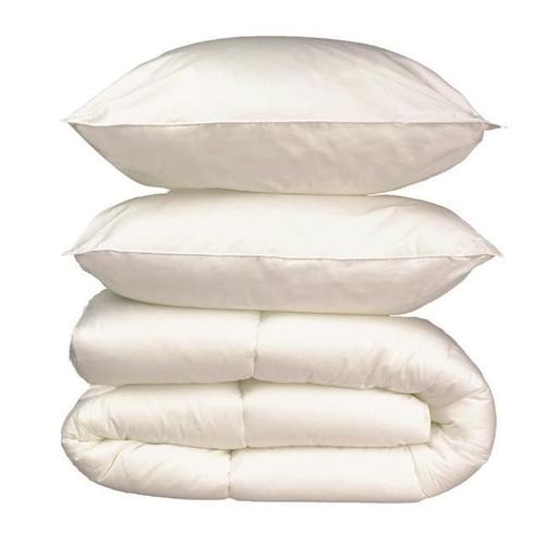 Pack Linge De Lit Microfibre - 1 Couette Chaude 220x240 Cm 2 Oreillers 60x60 Cm Blanc