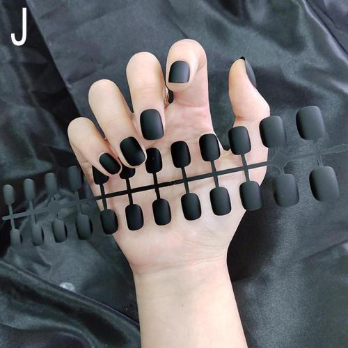 24 Pieces Bleu Gris Court Couleur Unie Porter Ongles Nail Art Patch Simple Piece D Ongle Colore Nu Faux Ongles Detachable Manucure Accessoires D Ongles Pour Les Femmes 