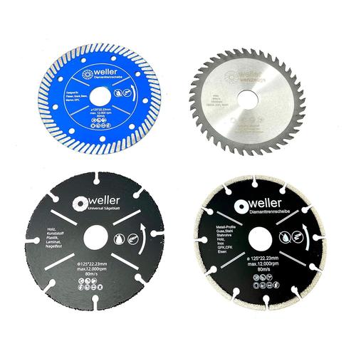 Lot de 4 disques à tronçonner professionnels de 125 mm pour meuleuse d'angle standard 18 V comme GWS