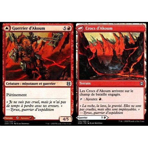 Guerrier D'akoum / Crocs D'akoum - Mtg - Renaissance De Zendikar - U - 134/280 Recto/Verso
