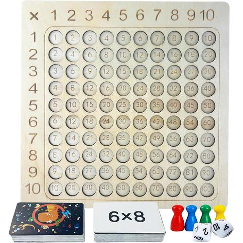 Montessori Mathématique Tableau, 10x 10 Jeu De Multiplication, Jeux De Plateau Table De Multiplication En Bois, Jeux Apprendre Les