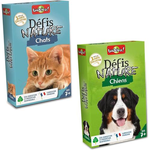 Chats + Chiens Chats + Chiens Bioviva - Défis Nature - Lot De 2 Jeux Défis Nature Chats Et Chiens - Jeux De Société Ludique - Jeux Bienveillants