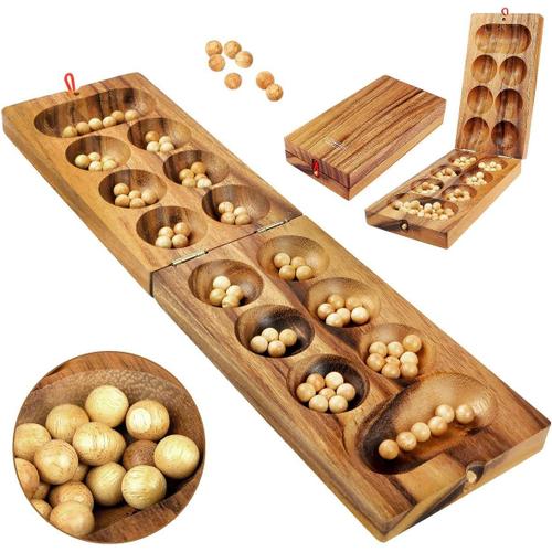 Brun, Beige Brun, Beige Logica Jeux Art. Kalaha - Mancala - Jeu De Société En Bois Précieux - Jeu De Stratégie Pour 2 Personnes - Vesion De