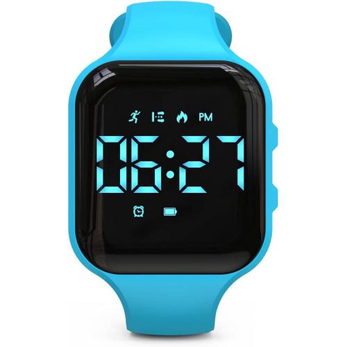 Carré - Bleu. Montre De Suivi D'activité À Led Sans Bluetooth, Podomètre, Compteur De Pas, Distance, Calories, Chronomètre, Réveil, Excellent Cadeau Pour Enfants, Adolescents, Filles,