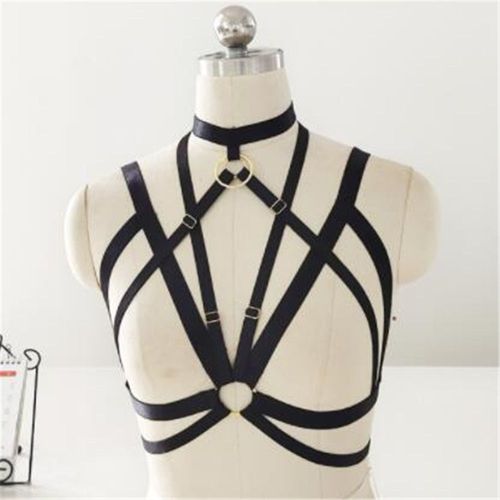 Expédié De Paris - Harnais De Corps Bretelle Femme Lingerie Cage Ceinture Punk Gothique Tissu Extensible Photographie Danse Festival Rave Taille Réglable