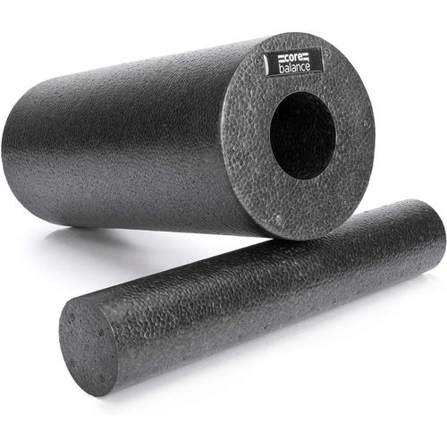 Noir Rouleau Et Baton Massage Musculaire Profond 2en1 - Mousse Lisse Haute Densité Entrainement/Récupération Gym Fitness, Étirement Yoga - Exercice Physio/Mal De Dos - 2 Pcs 33x15cm + 33x6cm