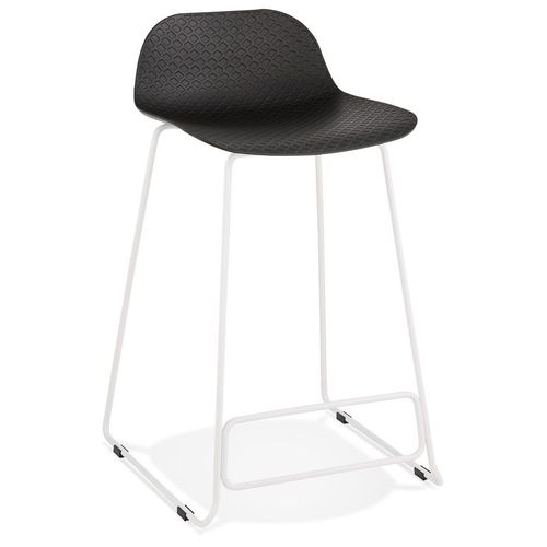 Tabouret Snack Mi-Hauteur 'babylos Mini' Noir Avec Pieds En Métal Blanc