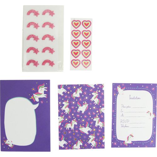 Carte D'invitation Enfant Déco Licorne 10 Pièces