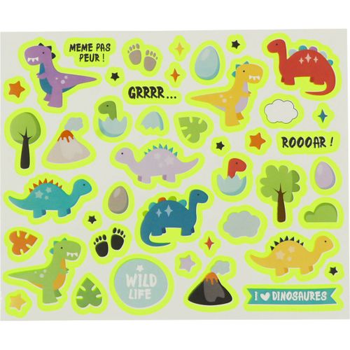 Gommette Phosporescente Et Holographique Dinosaures 160 Pièces - Megacrea Diy