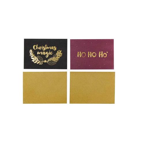 Carte De Noël Message Doré Brillant 15 Cm 4 Pièces