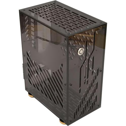 Boîtier Mini ITX, Panneau Acrylique Transparent de 4,3 L, Refroidissement à 360 Degrés, Boîtier PC Compact avec Installation Facile, pour Alimentation Flex, SSD 2,5 Pouces (Black)