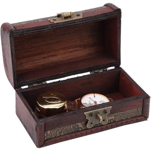 Ancienne Boîte Coffre au Trésor Antique avec Accessoires en Bois Classiques de Style Européen Vintage Chaussures, Bijoux et Montres étui Bijoux Boîte de Rangement Conteneur